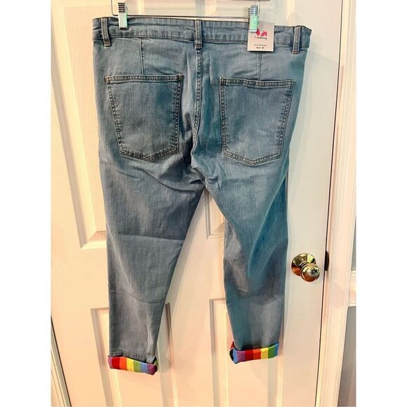 Pride Bunny Denim Rainbow Roll Cuff Jeans sz 36 NWT - Picture 5 of 6